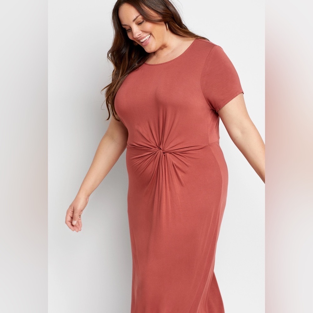 Maurices Body-con Burnt Orange Maxi Dress with Slit, SUMMER DRESS, WORK DRESS